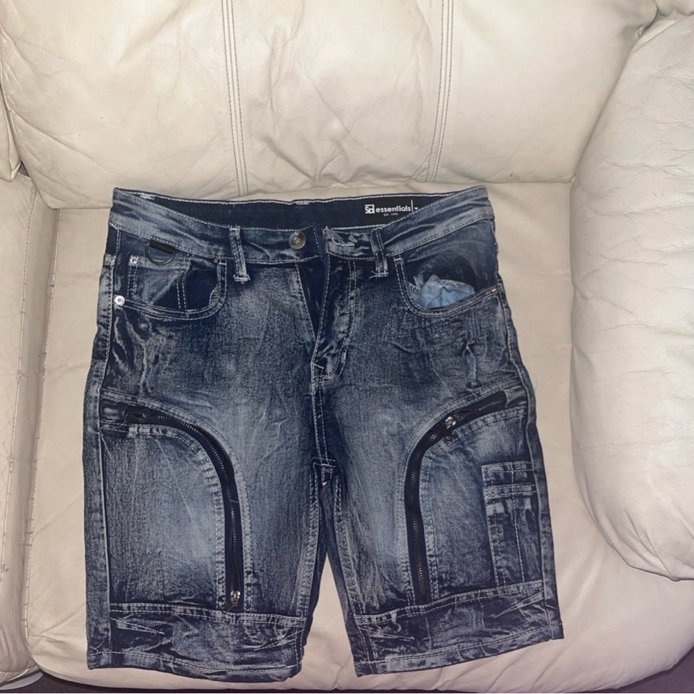 G-Star Dark Wash Jean Shorts with Black Accents